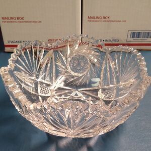 Elegant Crystal Cut Glass 8 inch Heavy American Brilliant Bowl Grandmacore
